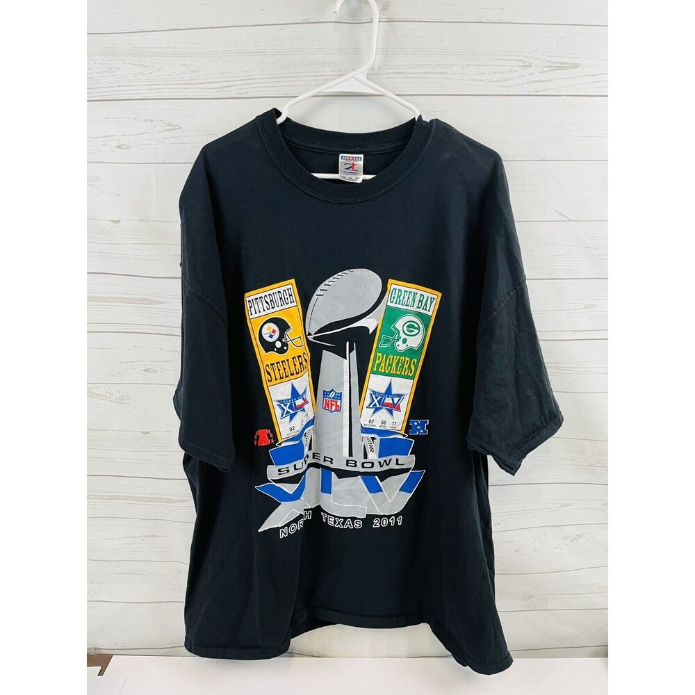 MENS STEELERS/PACKERS SUPERBOWL 2011 T-SHIRT 3XL Black